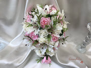 Small Tiger Lilies & Baby Pink Roses With Foliage