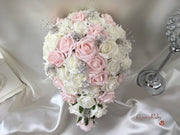 Blush Pink Glitter Rose With Silver Babies Breath