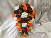 Ivory Glitter Rose, Orange Calla Lily, Burgundy Rose & Berries
