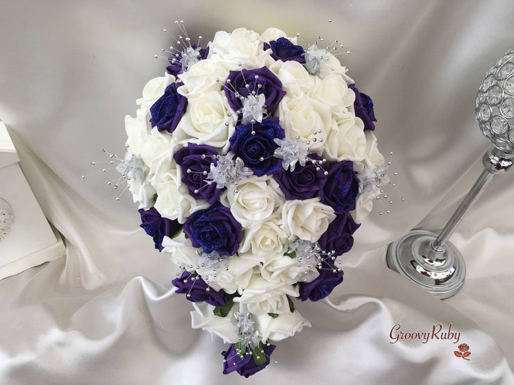 Cadbury Purple Glitter Rose With Silver Babies Breath