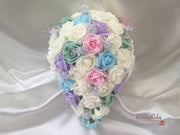 Pastel Glitter Roses With Silver Babies Breath