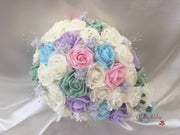 Pastel Glitter Roses With Silver Babies Breath