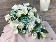 Mint Green Roses & Ivory Carnations With Calla Lily & Gypsophila