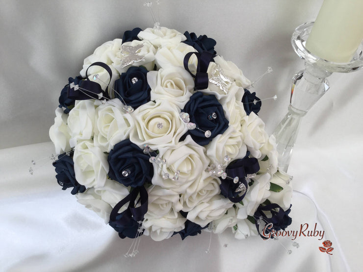 Navy & Ivory Butterfly Crystal