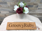 Burgundy & Silver Roses With Delicate Heart Brooch