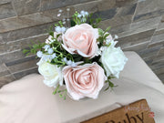 Mocha Pink & Ivory Rose With Foliage, Gypsophila & Crystal Sprays