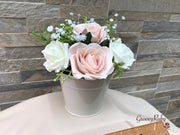 Mocha Pink & Ivory Rose With Foliage, Gypsophila & Crystal Sprays