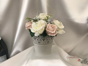 Mocha Pink & Ivory Rose With Silver & Crystal Butterfly