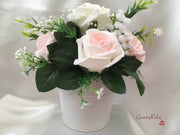 Blush Pink & Ivory Roses With Gypsophila & Pearl Sprays