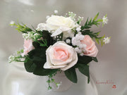 Blush Pink & Ivory Roses With Gypsophila & Pearl Sprays
