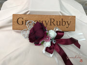 Burgundy Silk & Ivory Roses With Gypsophila *Limited Edition*