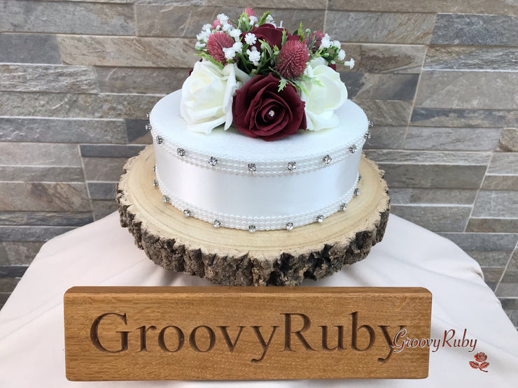 Burgundy Thistle With Foam Roses & Gypsophila