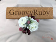Burgundy Thistle With Foam Roses & Gypsophila