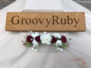 Burgundy Thistle With Foam Roses & Gypsophila