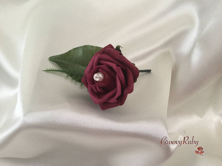 Single Pearl Rose Buttonhole - Colour of your Choice