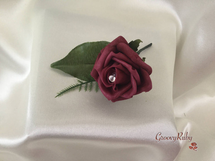 Single Crystal Rose Buttonhole - Colour of your Choice