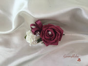 Ladies Pin On Corsage With Crystal Spray & Ribbon - Colour Combination Of Your Choice