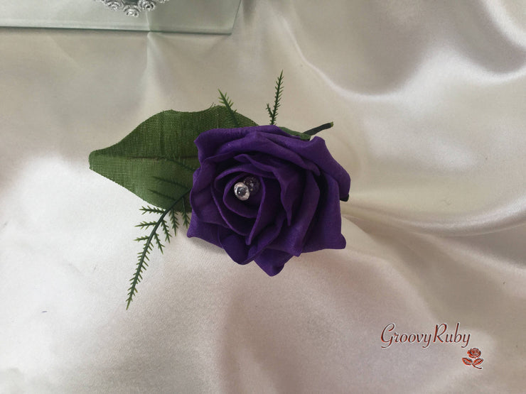Single Crystal Rose Buttonhole - Colour of your Choice