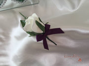 Single Crystal Bow Buttonhole - Bow Colour of your Choice