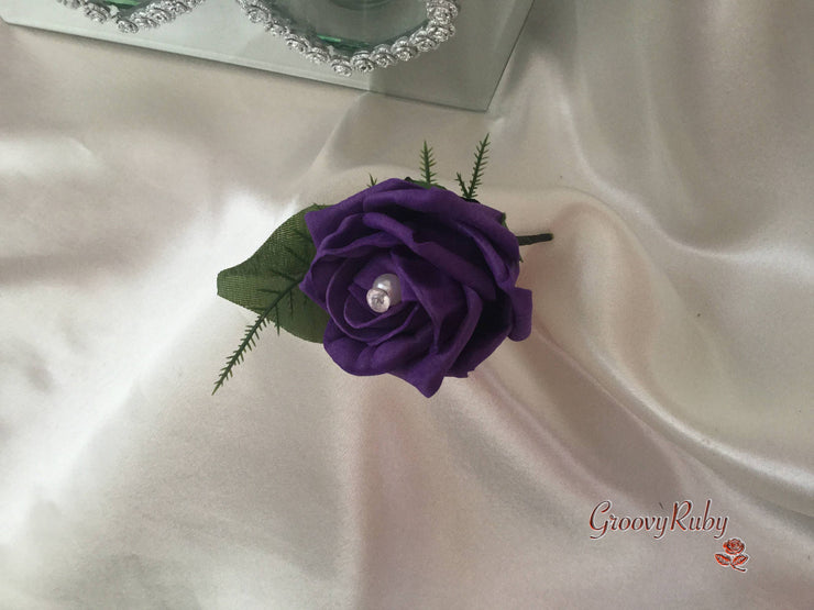 Single Pearl Rose Buttonhole - Colour of your Choice