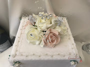 Mocha Pink & Ivory Rose With Silver & Crystal Butterfly