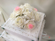Rose Bouquets With Baby Pink Satin Diamante Flowers