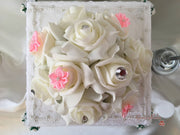 Rose Bouquets With Baby Pink Satin Diamante Flowers