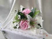 Small Tiger Lilies & Baby Pink Roses With Foliage