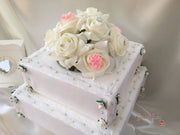 Rose Bouquets With Baby Pink Satin Diamante Flowers