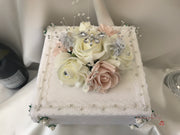 Mocha Pink & Ivory Rose With Silver & Crystal Butterfly