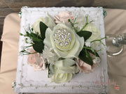 Mocha Pink & Ivory Rose With Round Filigree Brooch