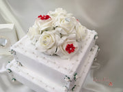 Rose Bouquets With Red Satin Diamante Flowers