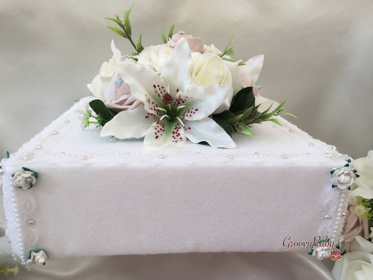 Small Tiger Lilies & Vintage Mocha Pink Roses With Foliage