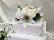 Small Tiger Lilies & Vintage Mocha Pink Roses With Foliage