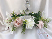 Small Tiger Lily & Mocha Pink Roses Wired Candelabra Table Rings