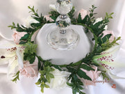 Small Tiger Lily & Mocha Pink Roses Wired Candelabra Table Rings