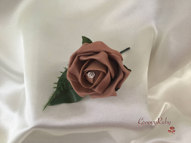 Single Crystal Rose Buttonhole - Colour of your Choice