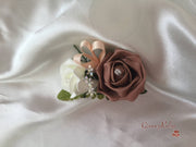 Ladies Pin On Corsage With Crystal Spray & Ribbon - Colour Combination Of Your Choice