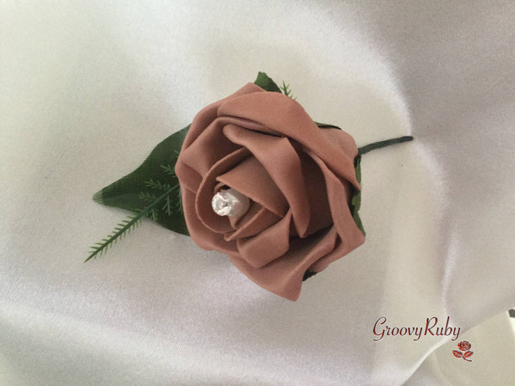 Single Pearl Rose Buttonhole - Colour of your Choice