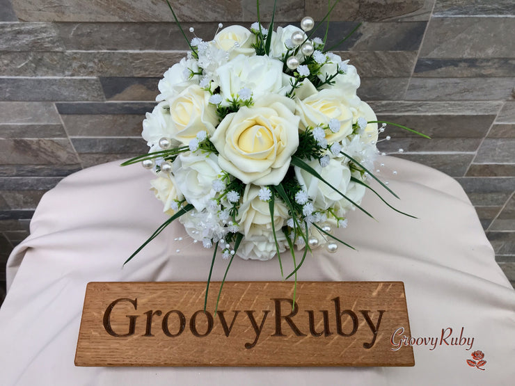 Chantilly Cream With Pearls & Foliage