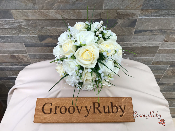 Chantilly Cream With Pearls & Foliage