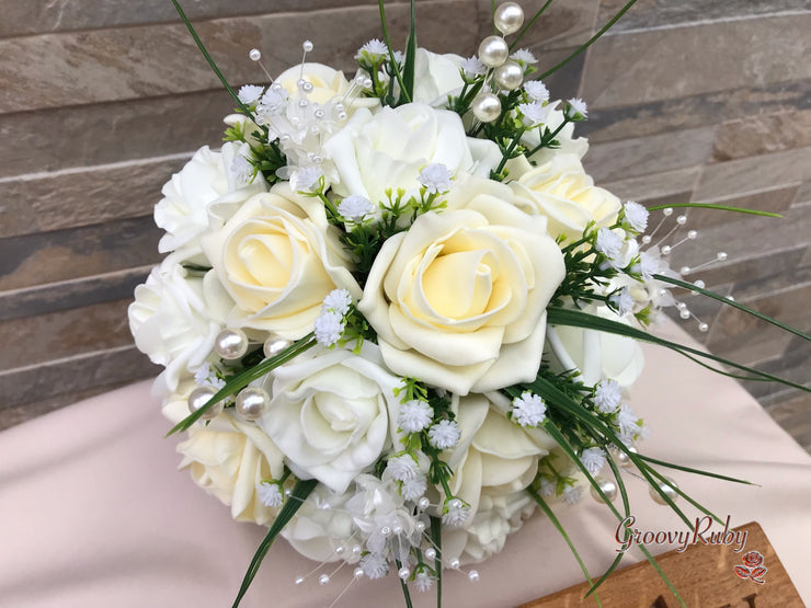 Chantilly Cream With Pearls & Foliage