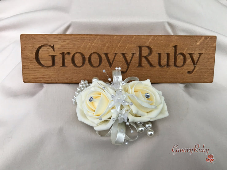 Chantilly Cream With Pearls & Foliage