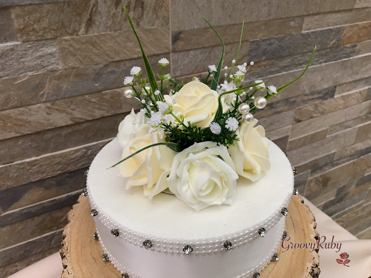 Chantilly Cream With Pearls & Foliage