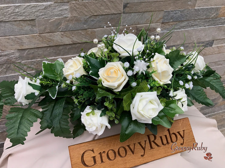 Chantilly Cream With Pearls & Foliage
