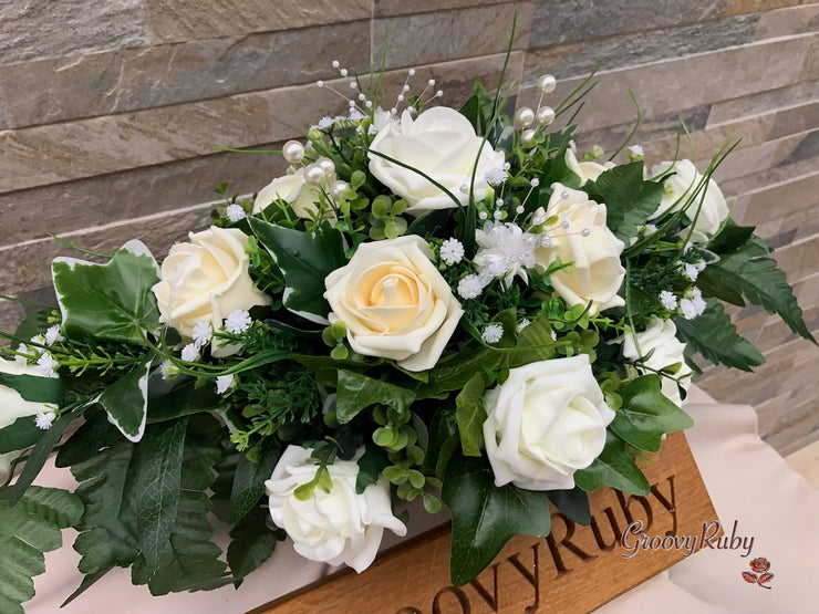 Chantilly Cream With Pearls & Foliage