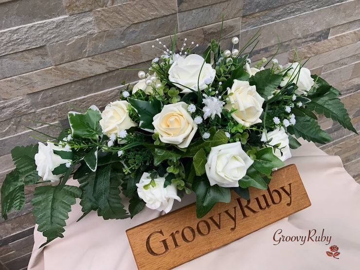 Chantilly Cream With Pearls & Foliage