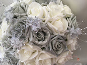 Silver Glitter Rose With Silver Babies Breath