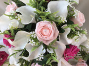 Hot Pink & Baby Pink Rose & Large White Calla Lily