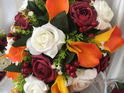 Ivory Glitter Rose, Orange Calla Lily, Burgundy Rose & Berries